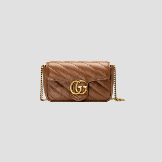 GUCCI GG MARMONT MATELASSÉ SUPER MINI BROWN BAG 476433 0OLFT 2535