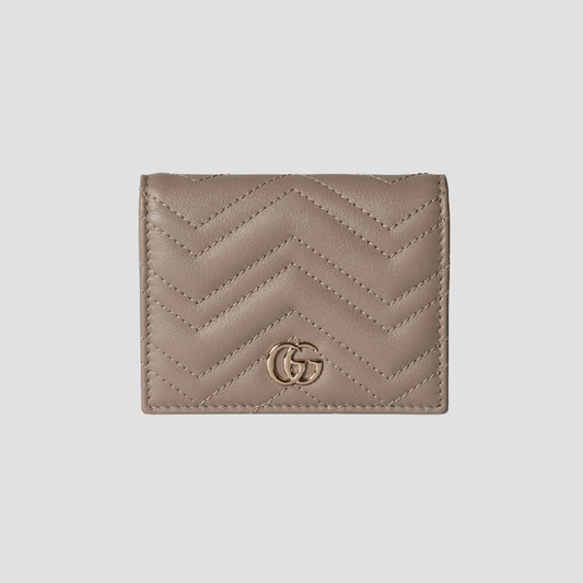 Gucci GG Marmont Mini Wallet Taupe Matelassé Leather 466492 DTDHD 1523