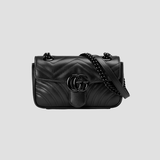 GUCCI GG MARMONT SMALL SHOULDER BAG BLACK CERAMIC 446744 DTDFV 1000