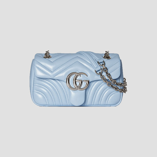 Gucci GG Marmont Small Shoulder Bag Light Blue Leather 837280 AAFA1 4928