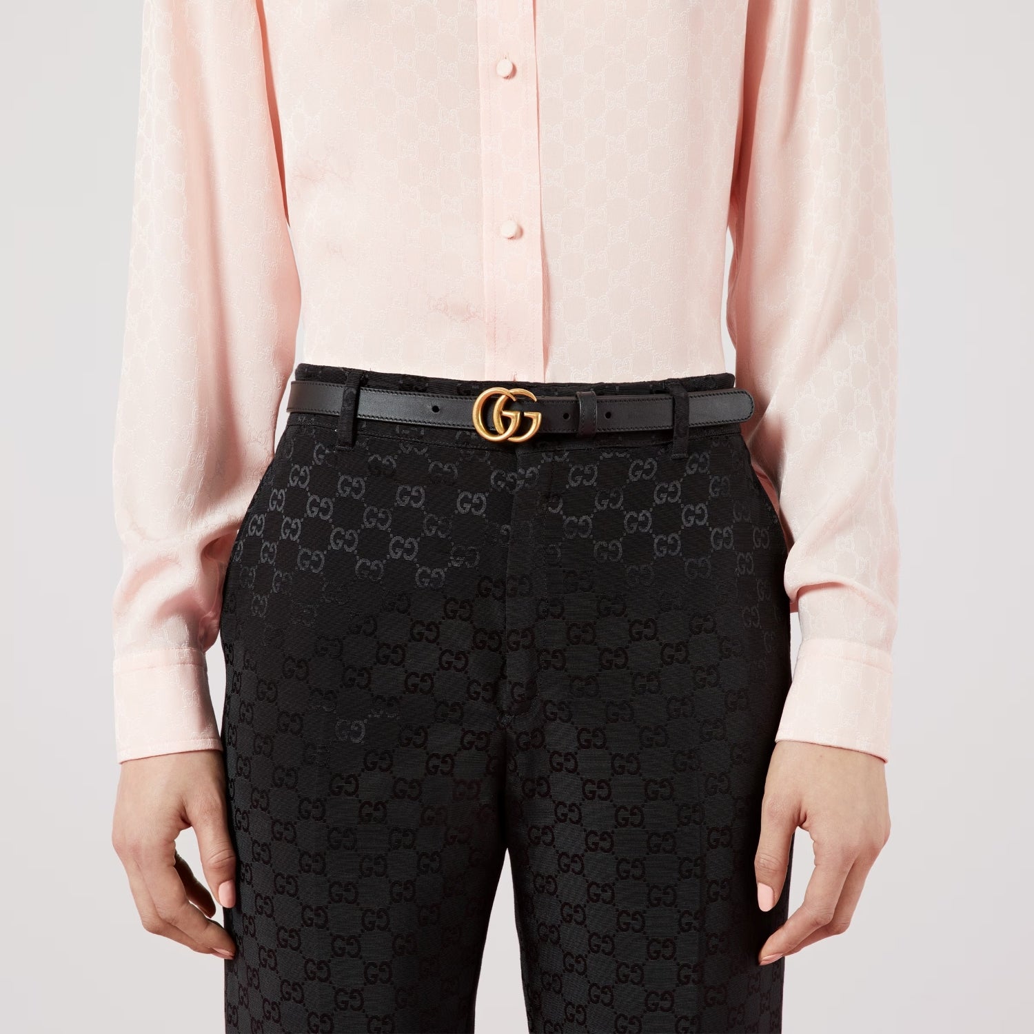 GUCCI GG MARMONT THIN BELT 2CM IN BLACK LEATHER – Blank Room