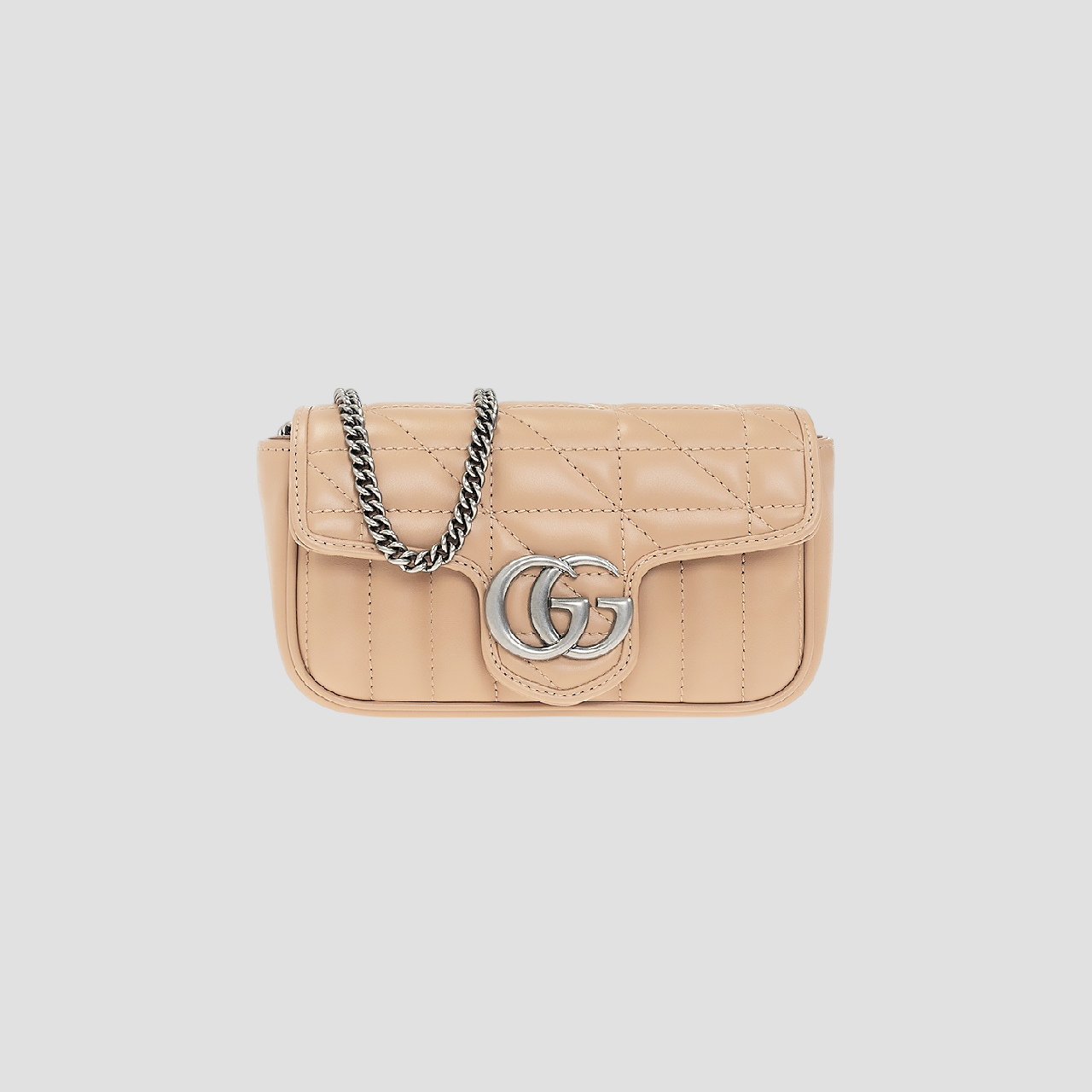 GUCCI GG MATELASSÉ MARMONT SUPER-MINI BAG ROSE BEIGE 476433 DTD5N 2754