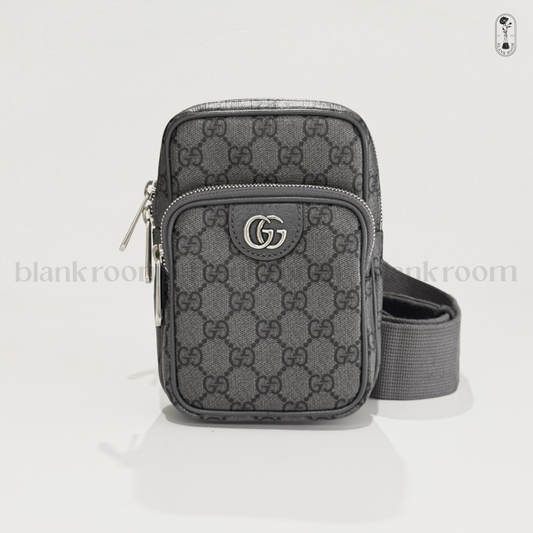 Gucci GG Ophidia Mini Crossbody Bag Grey 752565 UULHK 8576 with logo on a white background