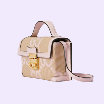 tổng thể túi GUCCI GG PADLOCK JUMBO PINK MINI BAG 652683 FABGN 9880