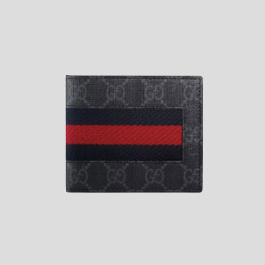 GUCCI GG SUPREME CANVAS WALLET WITH BLACK AND RED WEB 408827 KHN4N 1095