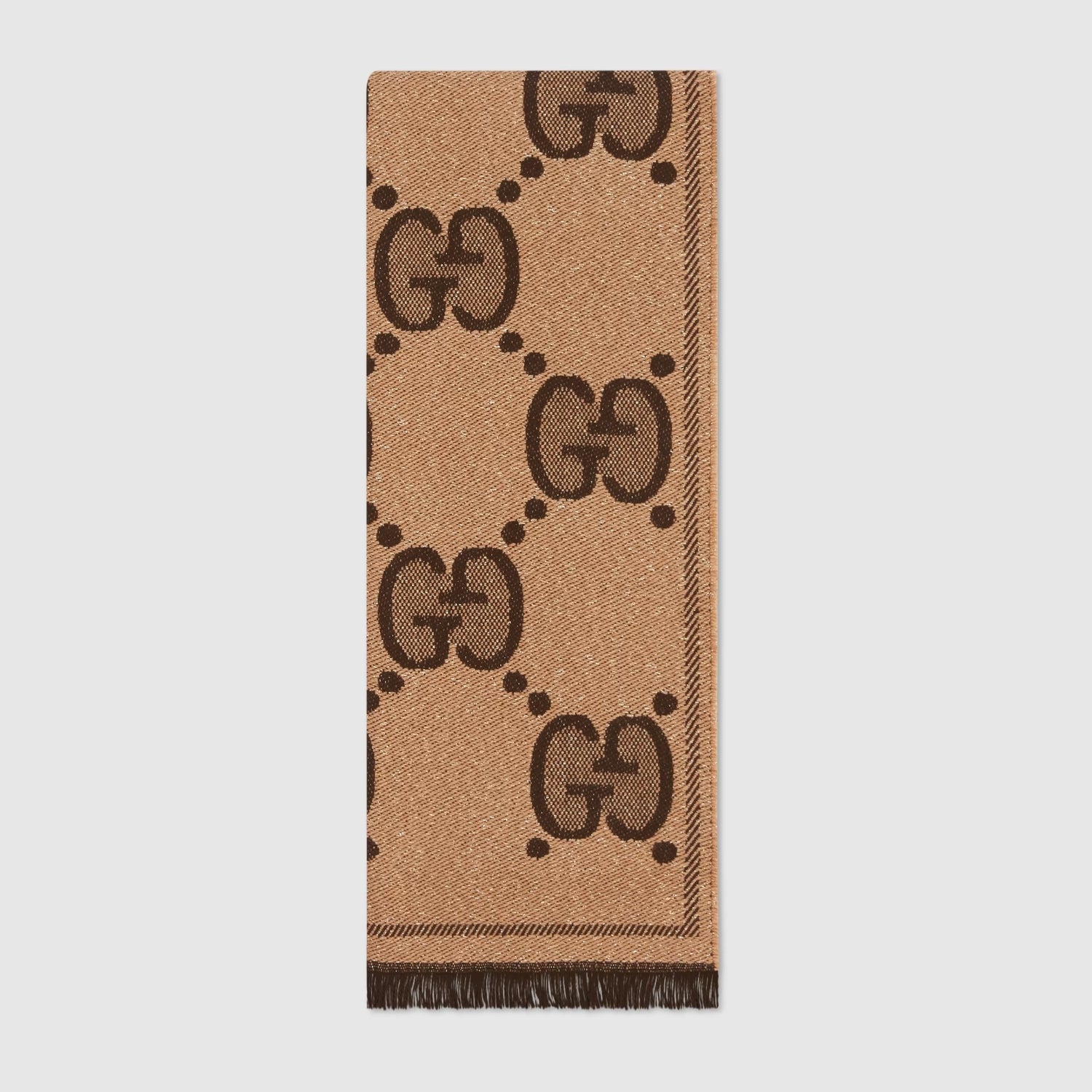 khăn quàng choàng GUCCI GG WOOL JACQUARD SCARF BEIGE AND DARK BROWN 598993 3GC15 9764 Authentic tại BlankRoom Hà Nội, Việt Nam