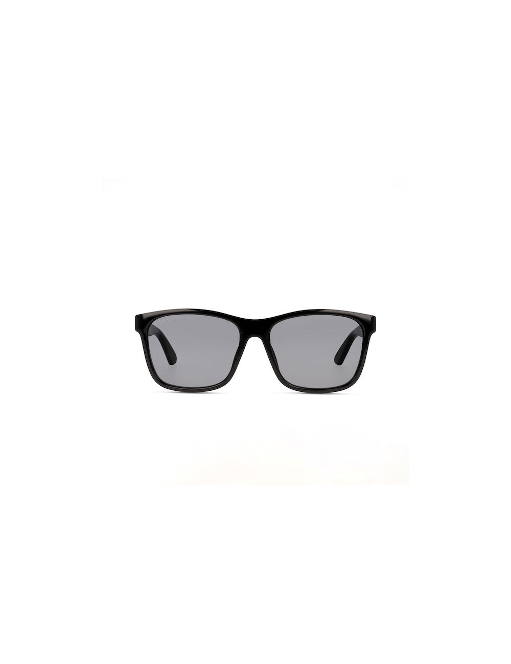 Gucci GG0746S Black Square Sunglasses with gray lenses, shown from the front on a plain white background.