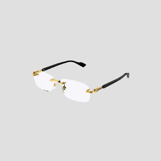 GUCCI GG1221O 001 BLACK GOLD RIMLESS EYEGLASSES