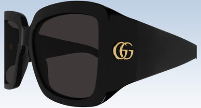 Gucci GG1402S 001 Black Square Oversized Sunglasses with marmont logo