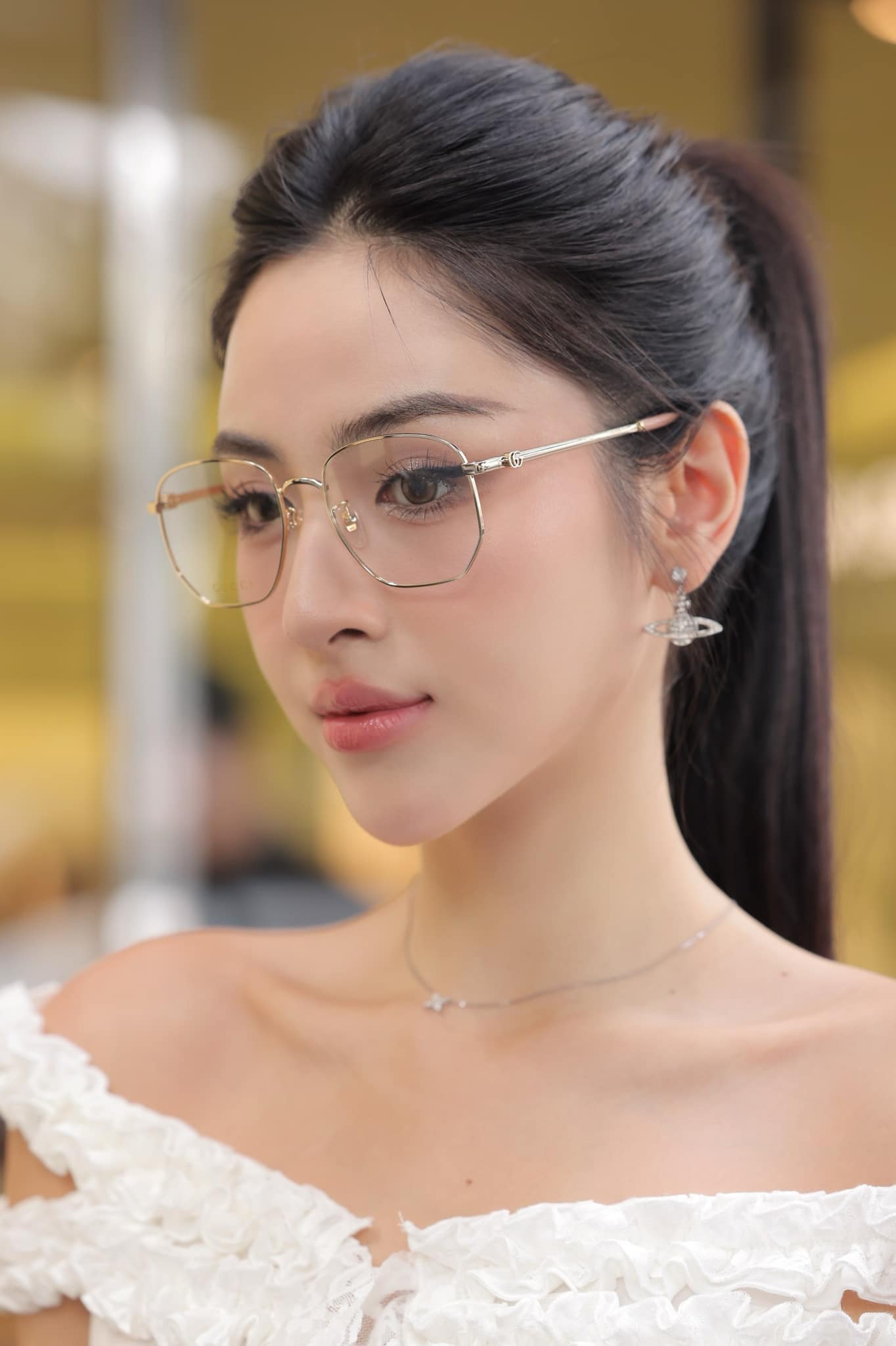 mẫu đeo kính GUCCI GG1420OK 003 GG GOLD METAL EYEGLASES

