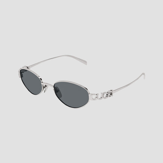 Gucci GG1935S 001 Silver Round Oval Sunglasses