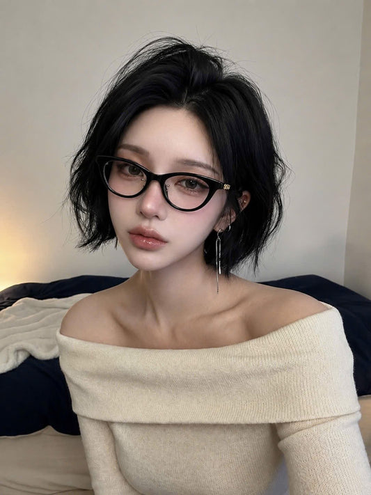 Women wearing Gucci GG2034O 001 Black Cat-Eye Eyeglasses 