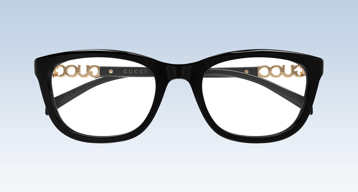 front of Gucci GG2035OA 001 Black Square Eyeglasses 
