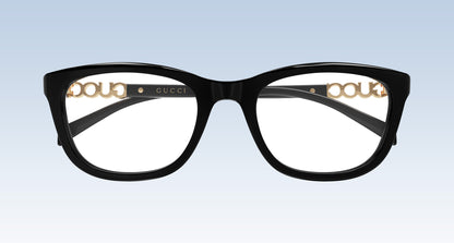 front of Gucci GG2035OA 001 Black Square Eyeglasses 