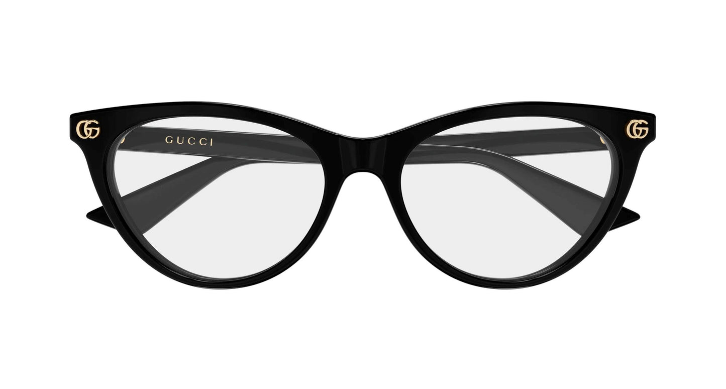 Gucci GG2112O-001 Black Butterfly Eyeglasses with Gucci logo on a white background