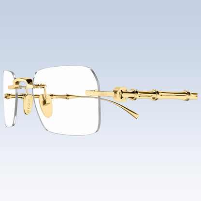 Close-up Gucci GG2154O 002 Gold Rimless Square Eyeglasses