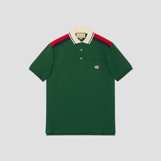 GUCCI GREEN HEAVY COTTON POLO WITH INTERLOCKING G 737656 XJF4V 3754