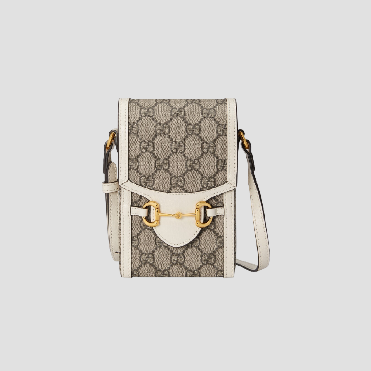 GUCCI HORSEBIT 1955 MINI BEIGE AND WHITE LEATHER 625615 92TCG 9761