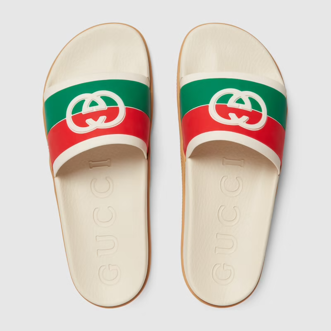 GUCCI INTERLOCKING G SLIDE SANDAL IN CREAM – Blank Room