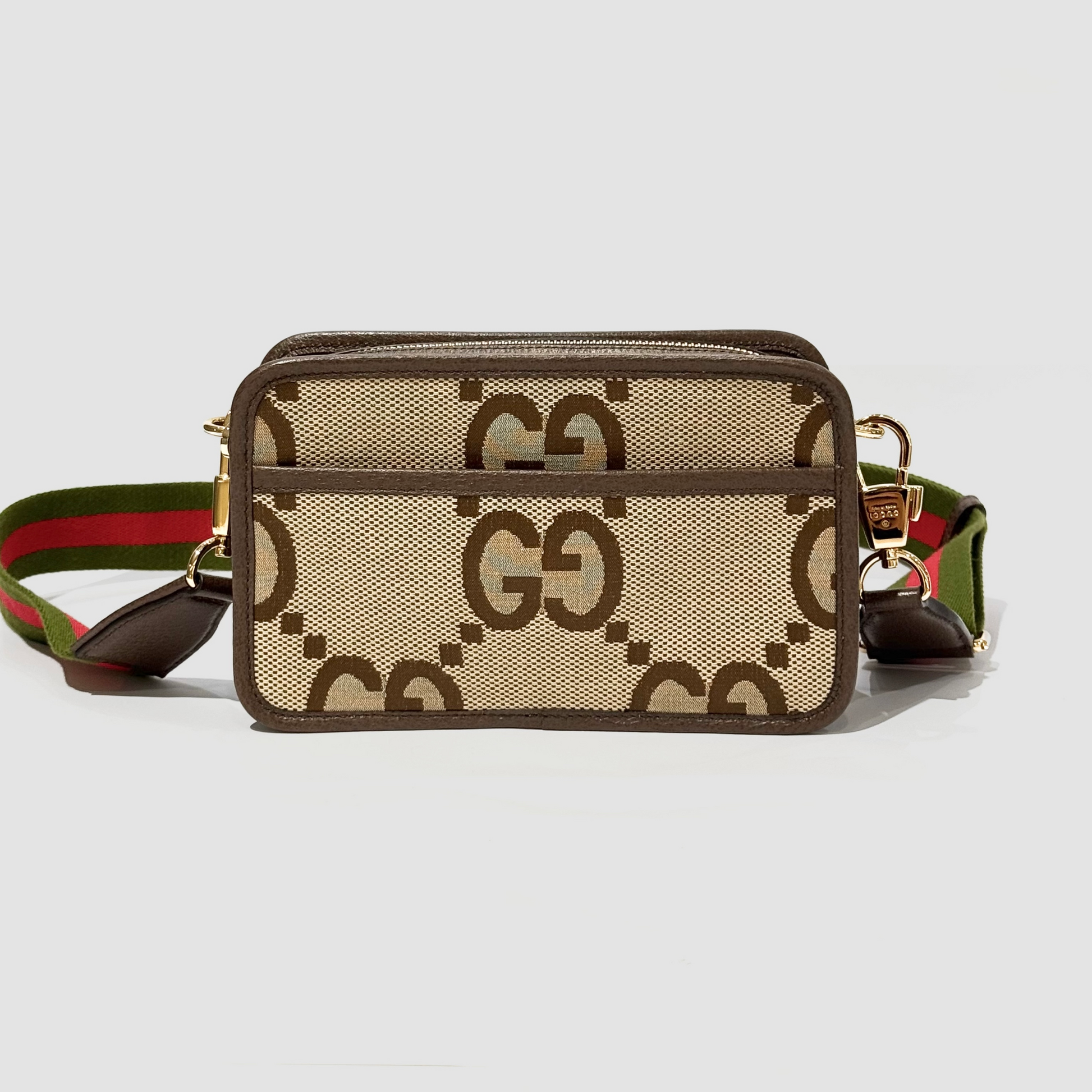Gucci Jumbo Camel Mini Crossbody Bag 696075 UKMDG 2570 with brand logo on a light gray background