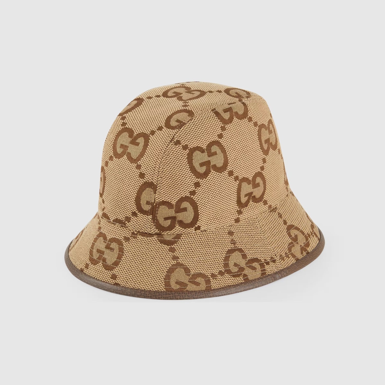 GUCCI JUMBO GG CANVAS BUCKET HAT IN CAMEL 681256 3HAGJ 2564