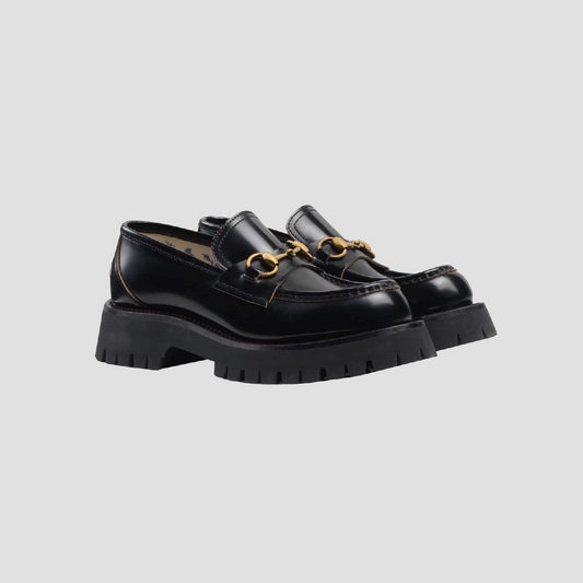 GUCCI LEATHER LUG SOLE BEE LOAFER WITH HORSEBIT 577236 DS800 1000

