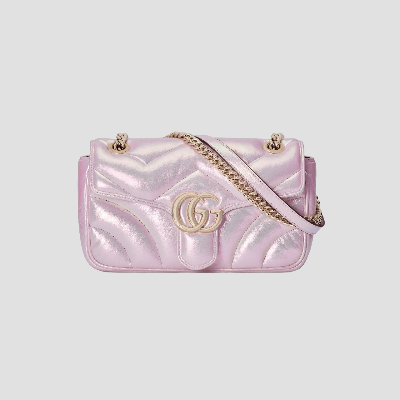 Gucci GG Marmont Medium Shoulder Bag Pink Iridescent 443497 AAC2U 5826