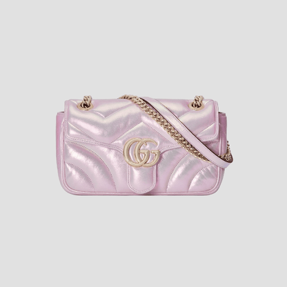 Gucci GG Marmont Medium Shoulder Bag Pink Iridescent 443497 AAC2U 5826