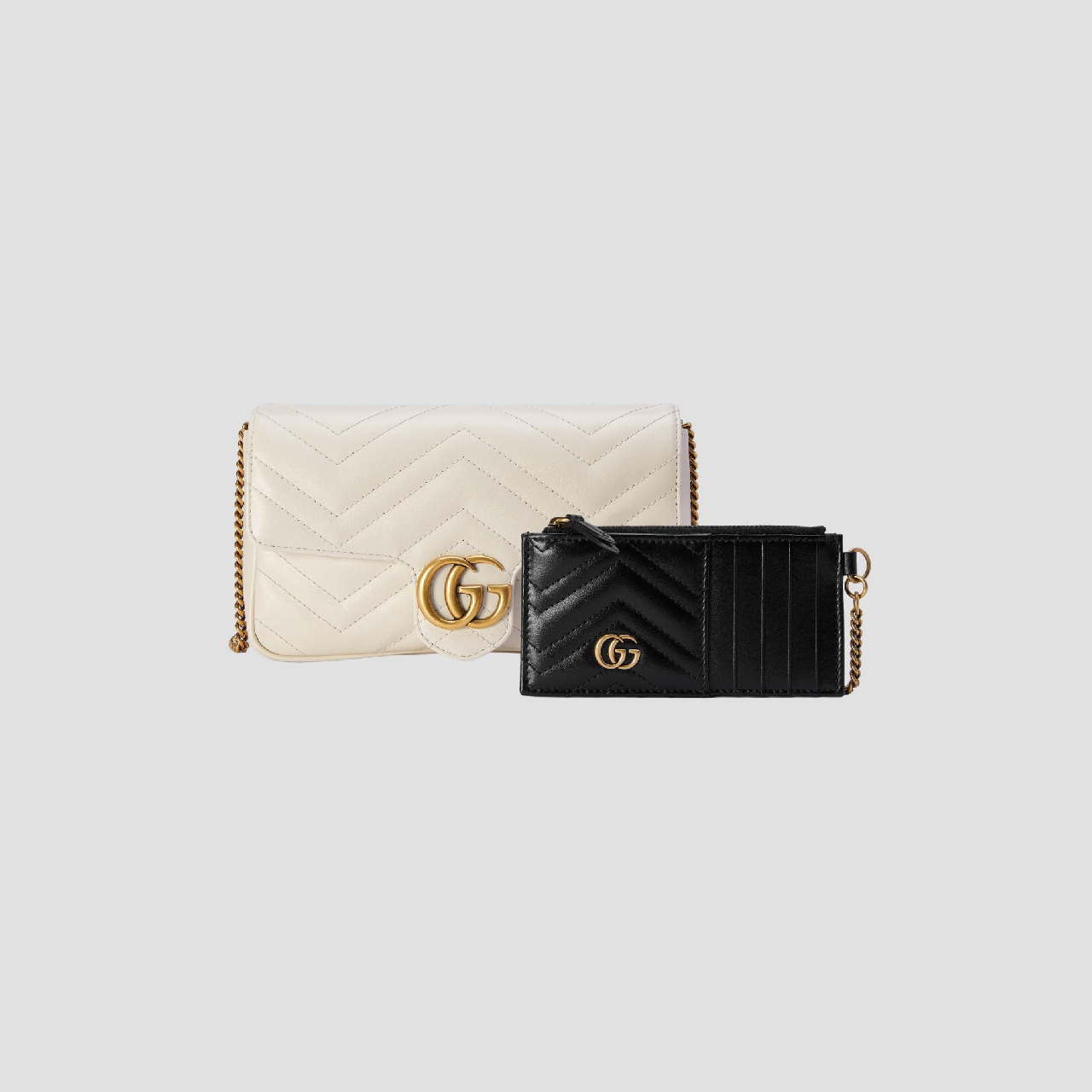 GUCCI MARMONT WHITE MINI BAG WITH CARD CASE 751526 AACCE 9053