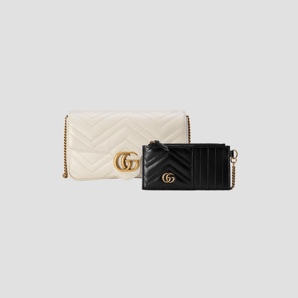Gucci Marmont White Small Bag with Card Case 751526 AACCE 9053