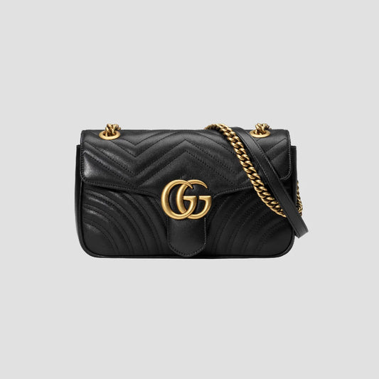 GUCCI MEDIUM MARMONT MATELASSÉ BLACK SHOULDER BAG 443497 DTDIT 1000