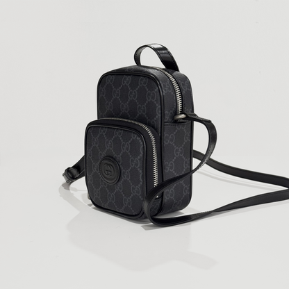 Gucci Mini Crossbody Bag with Interlocking G Black 672952 92TCN 1000 on a light gray background