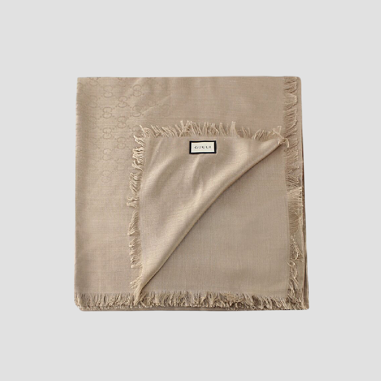 GUCCI MUFFLER BEIGE SILK WOOL SCARF 387563 3G646 9700