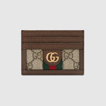 GUCCI OPHIDIA BEIGE GG SUPREME CANVAS CARD CASE BEIGE 523159 96IWG 8745