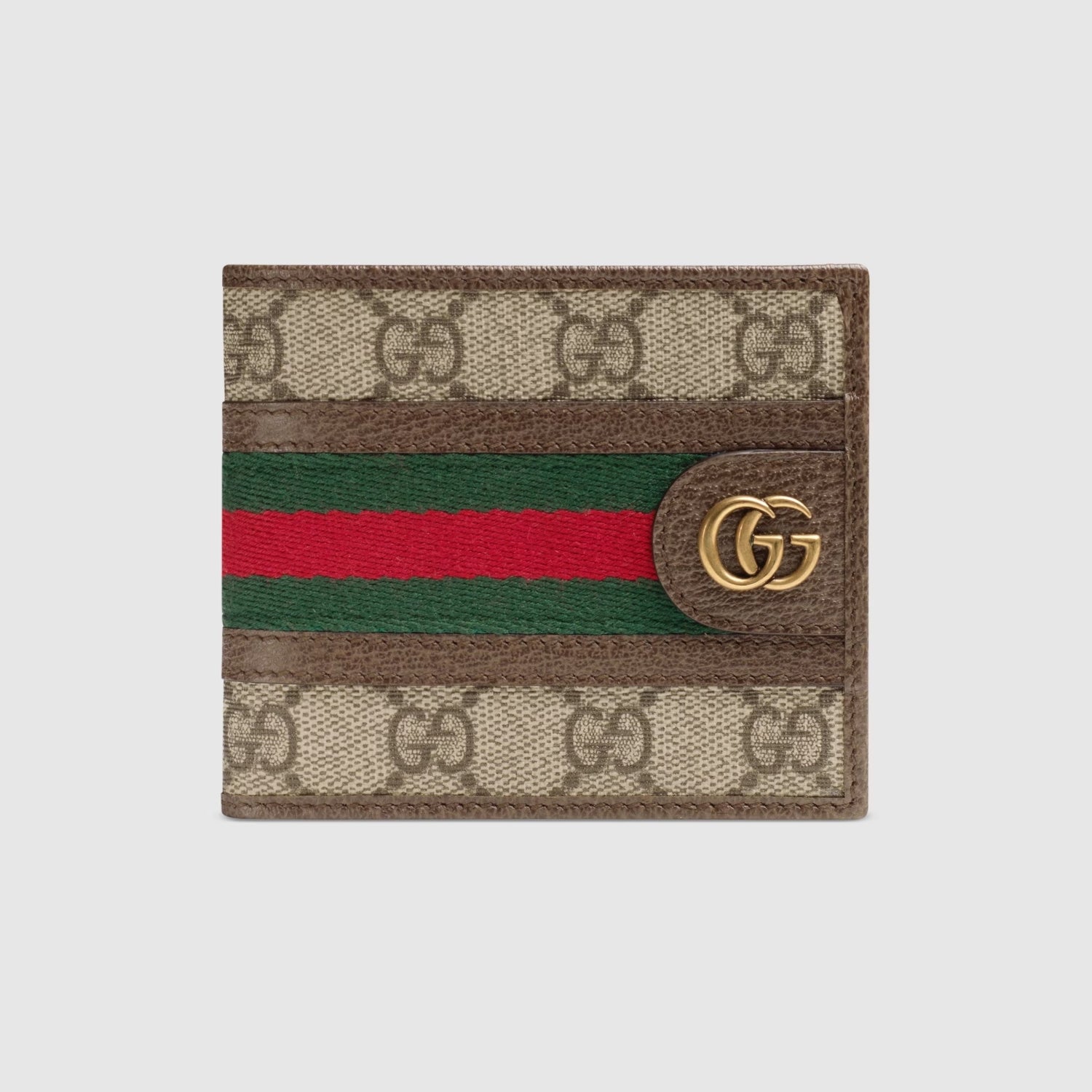 GUCCI OPHIDIA GG SUPREME CANVAS WALLET IN BEIGE WITH GREEN AND RED WEB 597606 96IWT 8745