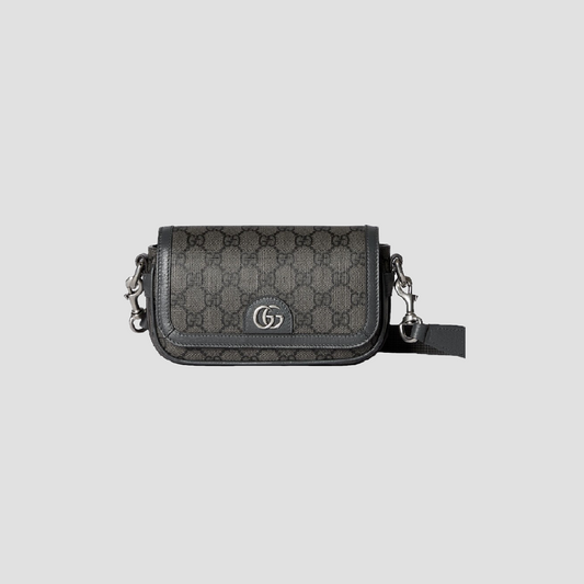 Gucci Ophidia Mini Shoulder Bag Grey Black Supreme 795466 2ZGMN 1244