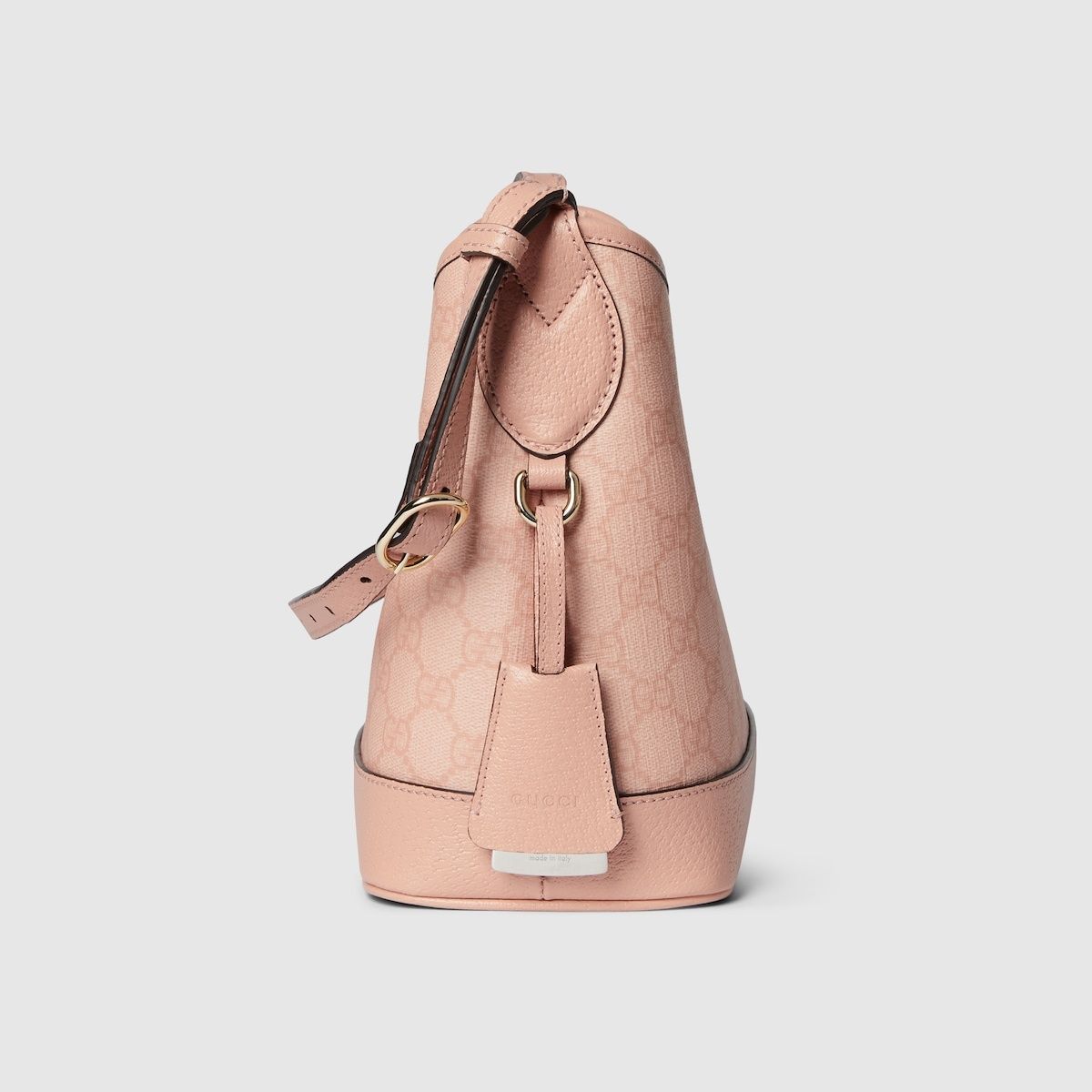 beside Gucci Ophidia Small Bucket Shoulder Bag Dusty Pink 781402-FAD1P-6241 on a light gray background