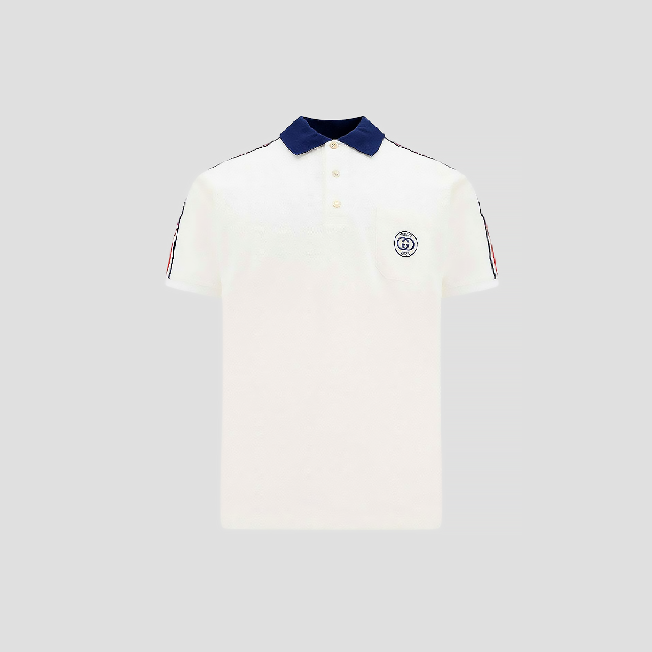 GUCCI POLO STRIPE WITH GG LOGO IN WHITE 753078 XJFTN 9733