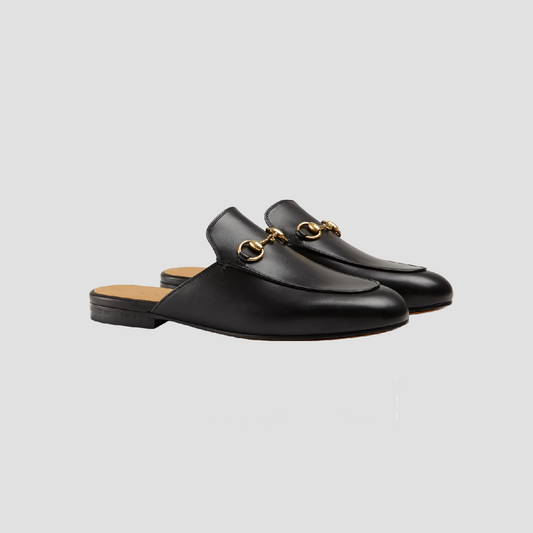 GUCCI PRINCETOWN LEATHER SLIPPER BLACK 423513 BLM00 1000