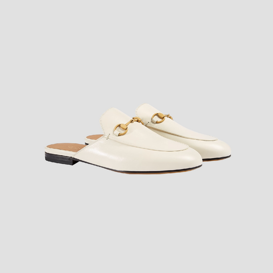 GUCCI PRINCETOWN LEATHER SLIPPER WHITE LEATHER 423513 C9D00 9022