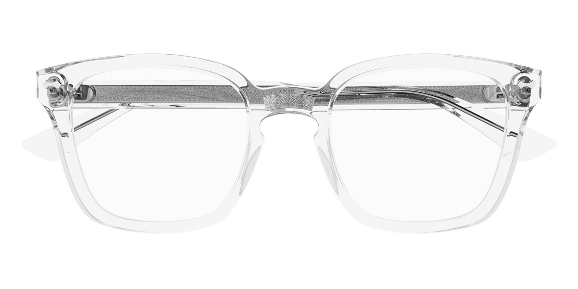 mắt kính cận GUCCI RECTANGULAR CRYSTAL SILVER FRAME EYEGLASSES GG01840 012