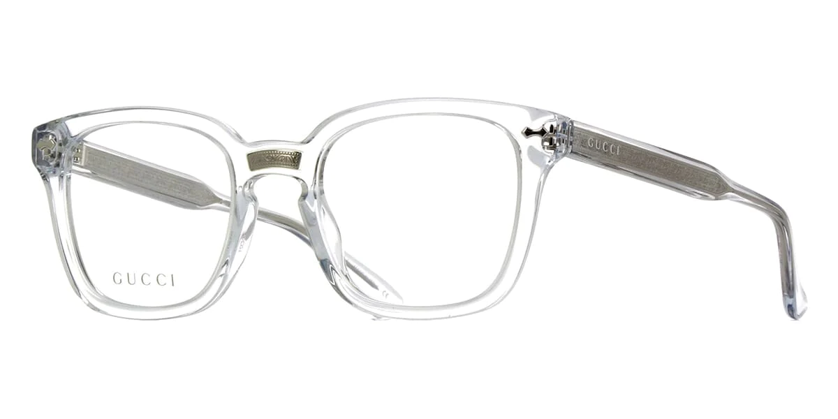 GUCCI RECTANGULAR CRYSTAL SILVER FRAME EYEGLASSES – Blank Room