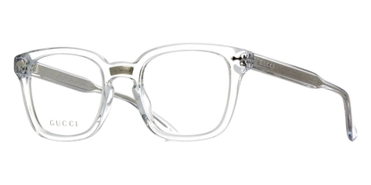 chi tiết kính wearing GUCCI GG01840 012 CRYSTAL SILVER FRAME EYEGLASSES