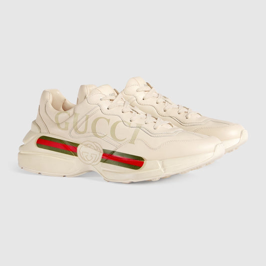 GUCCI RHYTON GUCCI LOGO LEATHER SNEAKER 528892 DRW00 9522