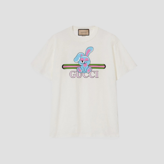 Gucci Ribbon Rabbit T-Shirt In White 776596 XJGHQ 9095