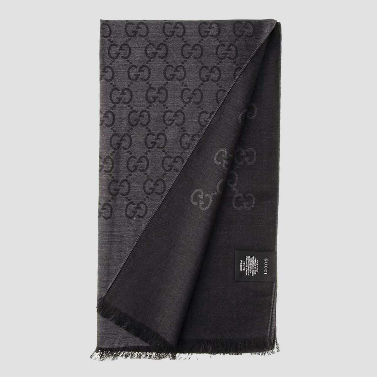 gucci scarf black and dark grey 165904 3G646 1100