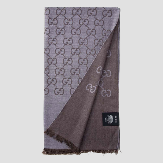 GUCCI SCARF DARK BROWN AND GREY 165904 3G646 1264