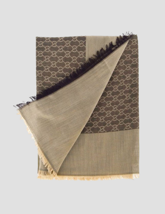 GUCCI SCARF GG MONOGRAM BEIGE AND BROWN 387563 3G646 2079