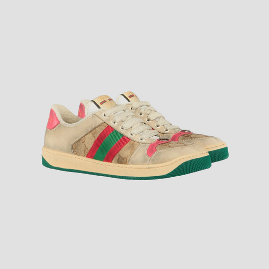 GUCCI SCREENER BUTTER LEATHER SNEAKER PINK 570443 9Y920 9665