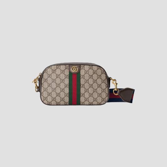 GUCCI SMALL OPHIDIA SHOULDER BAG BEIGE AND EBONY SUPREME 752591 FACFW 8920